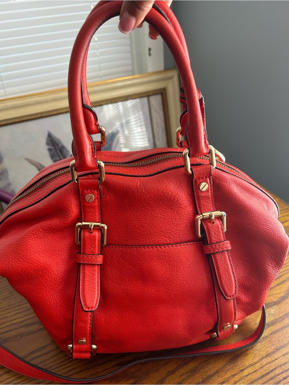 Michael Kors Burnt Orange/reddish Pebbled Leather Satchel with Gold Hardware - Picture 3 of 5